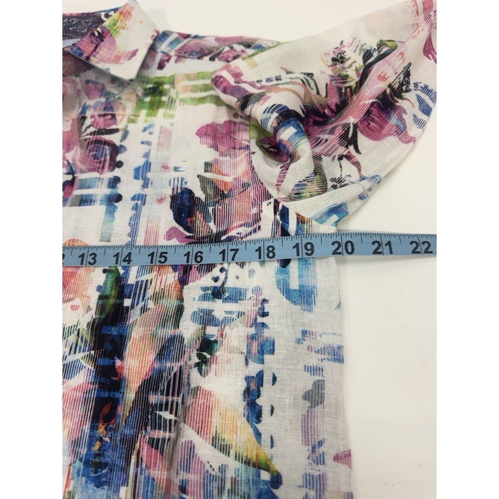 NWT Robert Graham CALDWELLS Linen Cotton Blend Watercolor Button Shirt XS $198 - Picture 12 of 13